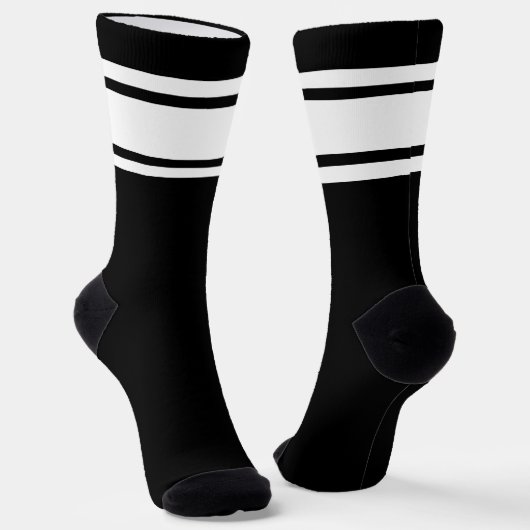 Elegant Zwart Wit Streep Tennis Racket Atletisch Sokken (Gebogen)