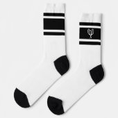 Elegant Zwart Wit Streep Tennis Racket Atletisch Sokken (Links)