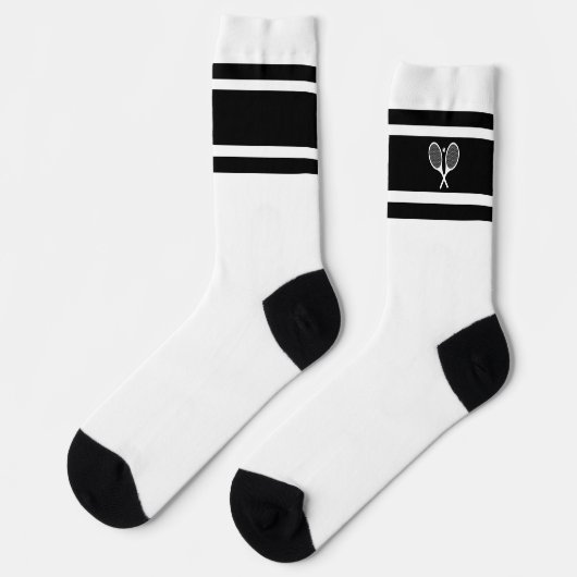 Elegant Zwart Wit Streep Tennis Racket Atletisch Sokken (Links)