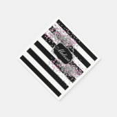 Elegant Zwart Wit Strepen Diamant Roze Badmat Servet (Hoek)