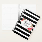 Elegant Zwart Wit Strepen Roze Glitter Lijst Planner (Display)
