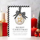 Elegant Zwart Wit Strepen Vrolijk Kerstfeest Kaart