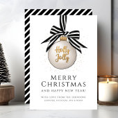 Elegant Zwart Wit Strepen Vrolijk Kerstfeest Kaart