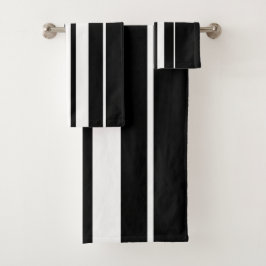Elegant zwart-wit strepenpatroon bad handdoek
