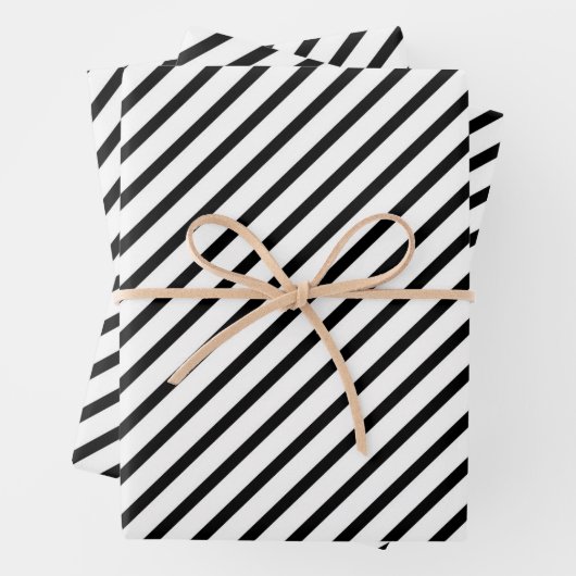 Elegant zwart-wit strips inpakpapier vel (In situ)