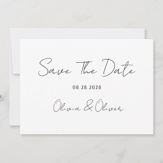 Elegant zwart-wit Stropdas bespaart de datumkaarte Kaart (Voorkant)