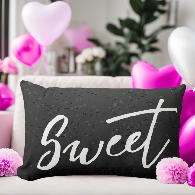 Elegant zwart-wit Sweet Design Kussen (Elegant Black and White Sweet Design Lumbar Pillow)
