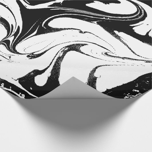 Elegant zwart-wit swirly marmer cadeaupapier (Hoek)