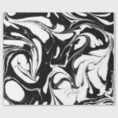 Elegant zwart-wit swirly marmer cadeaupapier (Vlak)
