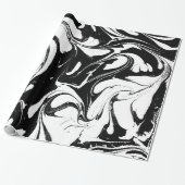 Elegant zwart-wit swirly marmer cadeaupapier (Uitgerold)