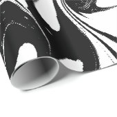 Elegant zwart-wit swirly marmer cadeaupapier (Rol Hoek)