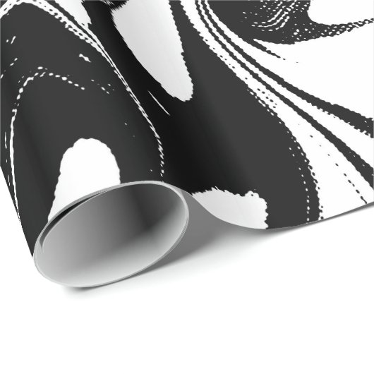 Elegant zwart-wit swirly marmer cadeaupapier (Rol Hoek)