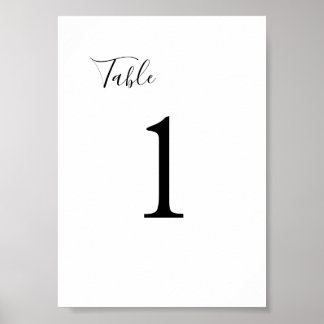 Elegant zwart-wit tafelnummer bord voor een trouwf poster