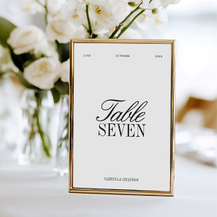 Elegant zwart-wit tafelnummer voor de bruiloft