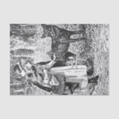 Elegant zwart wit tekening rood rijdend kapje wolf tissuepapier (Voorkant)