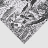 Elegant zwart wit tekening rood rijdend kapje wolf tissuepapier (Detail)