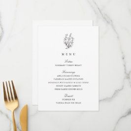 Elegant Zwart-wit Thanksgiving Diner Menu