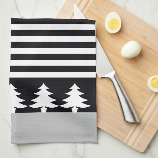 Elegant zwart-wit theedoek (Quarter Fold)