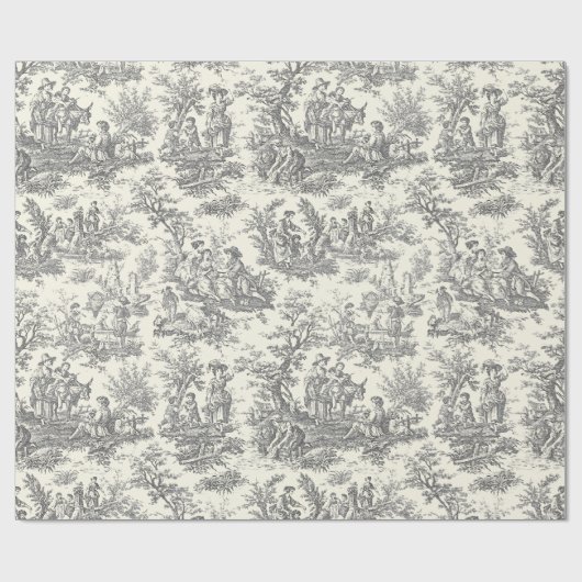 Elegant  zwart-wit Toile de Jouy Cadeaupapier (Vlak)