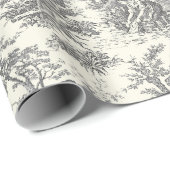 Elegant  zwart-wit Toile de Jouy Cadeaupapier (Rol Hoek)