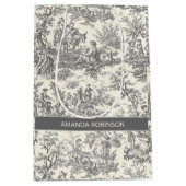 Elegant  zwart-wit Toile de Jouy Medium Cadeauzakje (Voorkant)