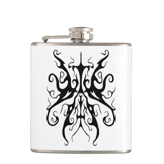 Elegant zwart-wit tribal masker abstract heupfles (Voorkant)