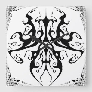 Elegant zwart-wit tribal masker abstract vierkante klok