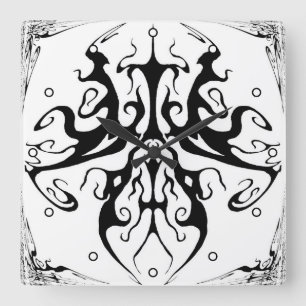 Elegant zwart-wit tribal masker abstract vierkante klok