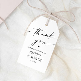Elegant zwart-wit trouwcadeau bedankje cadeaulabel