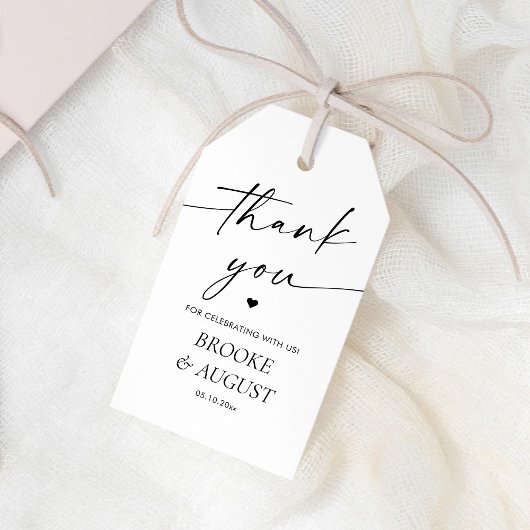 Elegant zwart-wit trouwcadeau bedankje cadeaulabel