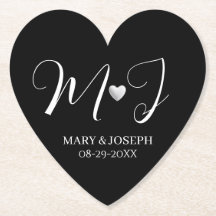 Elegant zwart-wit trouwmonogram op maat gemaakt