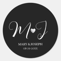 Elegant zwart-wit trouwmonogram op maat gemaakt