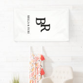 Elegant zwart-wit trouwmonogramontwerp spandoek (Insitu)