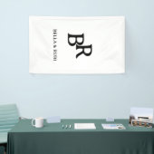 Elegant zwart-wit trouwmonogramontwerp spandoek (Beurs)