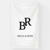 Elegant zwart-wit trouwmonogramontwerp spandoek (Verticaal)
