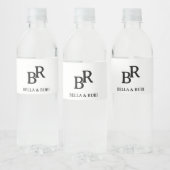 Elegant zwart-wit trouwmonogramontwerp waterfles etiket (Flessen)