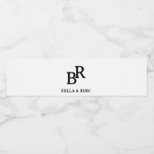 Elegant zwart-wit trouwmonogramontwerp waterfles etiket (Enkel label)