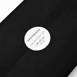 Elegant zwart-wit trouwthema ronde sticker