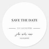 Elegant zwart-wit trouwthema ronde sticker (Voorkant)