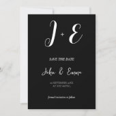 Elegant zwart-wit trouwthema save the date (Voorkant)