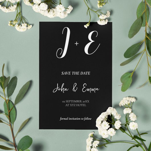 Elegant zwart-wit trouwthema save the date