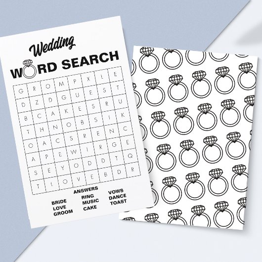 Elegant Zwart & Wit Trouwwoord Zoeken Spel