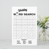 Elegant Zwart & Wit Trouwwoord Zoeken Spel (Staand voorkant)