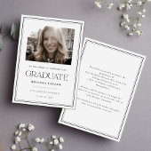 Elegant zwart wit typografie Afstuderen Aankondiging
