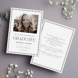 Elegant zwart wit typografie Afstuderen Aankondiging