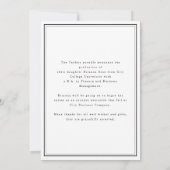 Elegant zwart wit typografie Afstuderen Aankondiging (Achterkant)