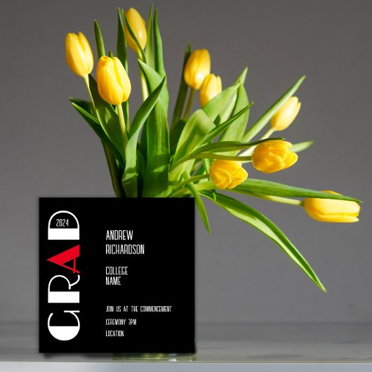 Elegant zwart wit typografie afstuderen Platte Kaa Aankondiging