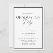 Elegant Zwart Wit Typografie Graduation Party Kaart (Voorkant)