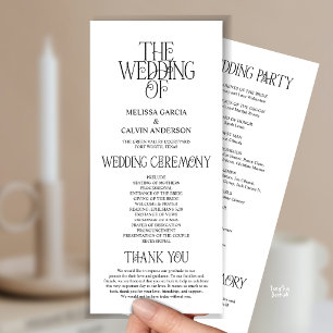 Elegant Zwart Wit Typografie Huwelijksprogramma Programmakaart