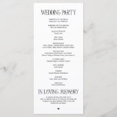 Elegant Zwart Wit Typografie Huwelijksprogramma Programmakaart (Achterkant)